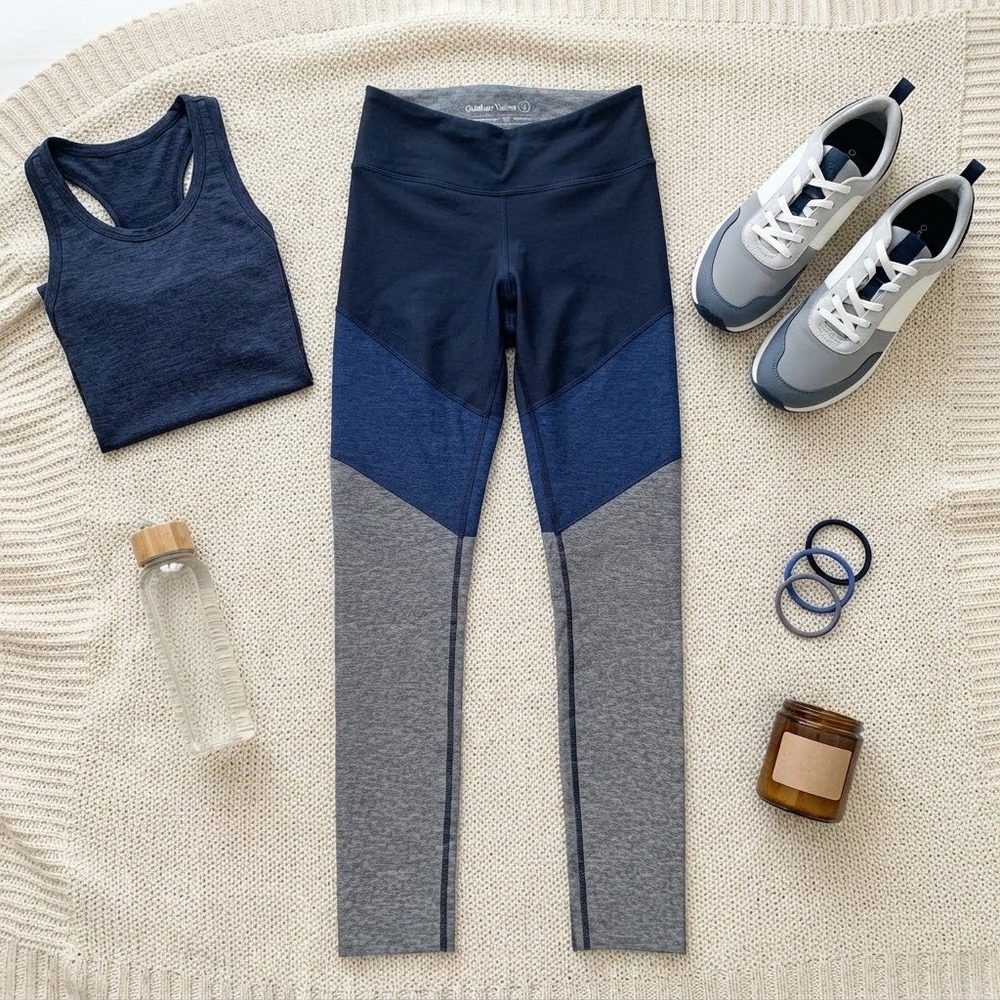 Outdoor Voices Springs Leggings Navy Blue Grey Colorblock High Rise Small